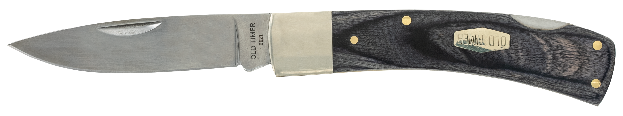 Old Timer 1135989 Heritage Series Bruin 50th Anniversary 2.80" Drop Point Plain D2 Steel Blade 3.70" Black Wood Laminate Handle