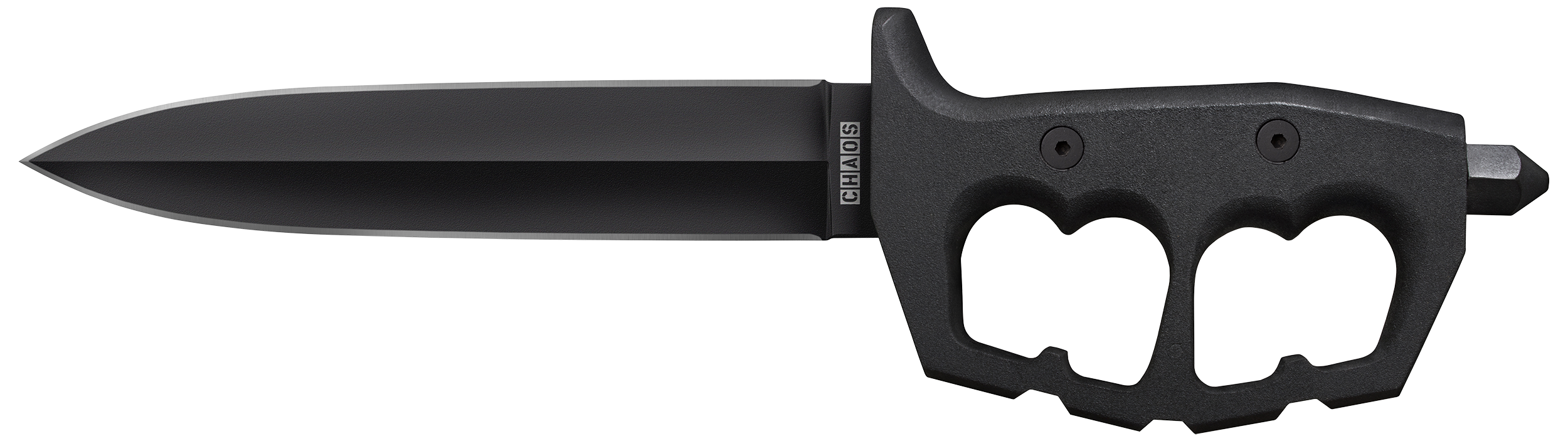 Cold Steel CS-80NTP Chaos Double Edge 7.50" Fixed Plain Black SK-5 High Carbon Blade/Black w/ "D" Ring Guards Aluminum Handle