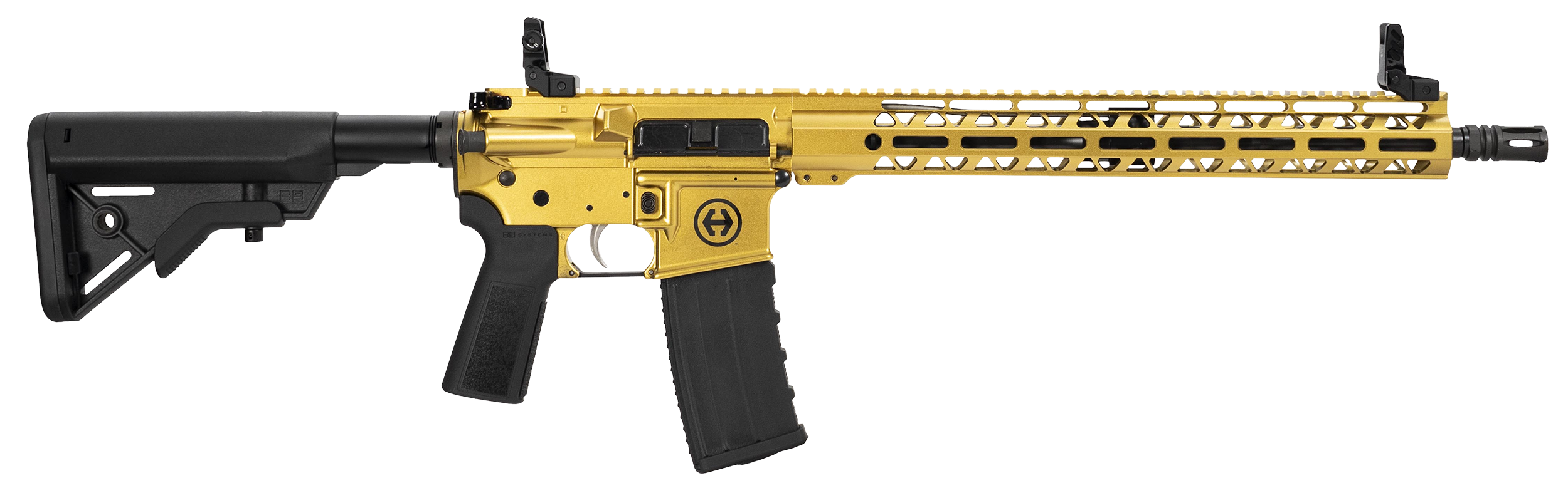 Hi-Point HP15R-556GOLD HP 15R 5.56 NATO 30+1 16" Black Threaded Barrel, Gold Aluminum Receiver w/Picatinny Rail, M-LOK Handguard, B5 Bravo Black Polymer Stock, Black B5 P Type 23 Grip