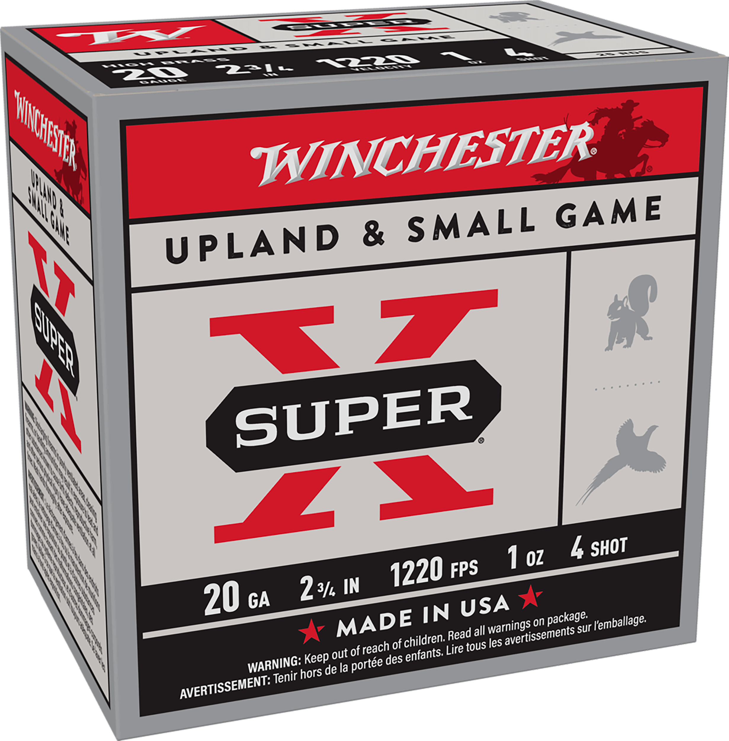 Winchester Ammo X204 Super X Heavy Game Load High Brass 20Gauge 2.75" 1oz 4Shot 25 Per Box/10 Case
