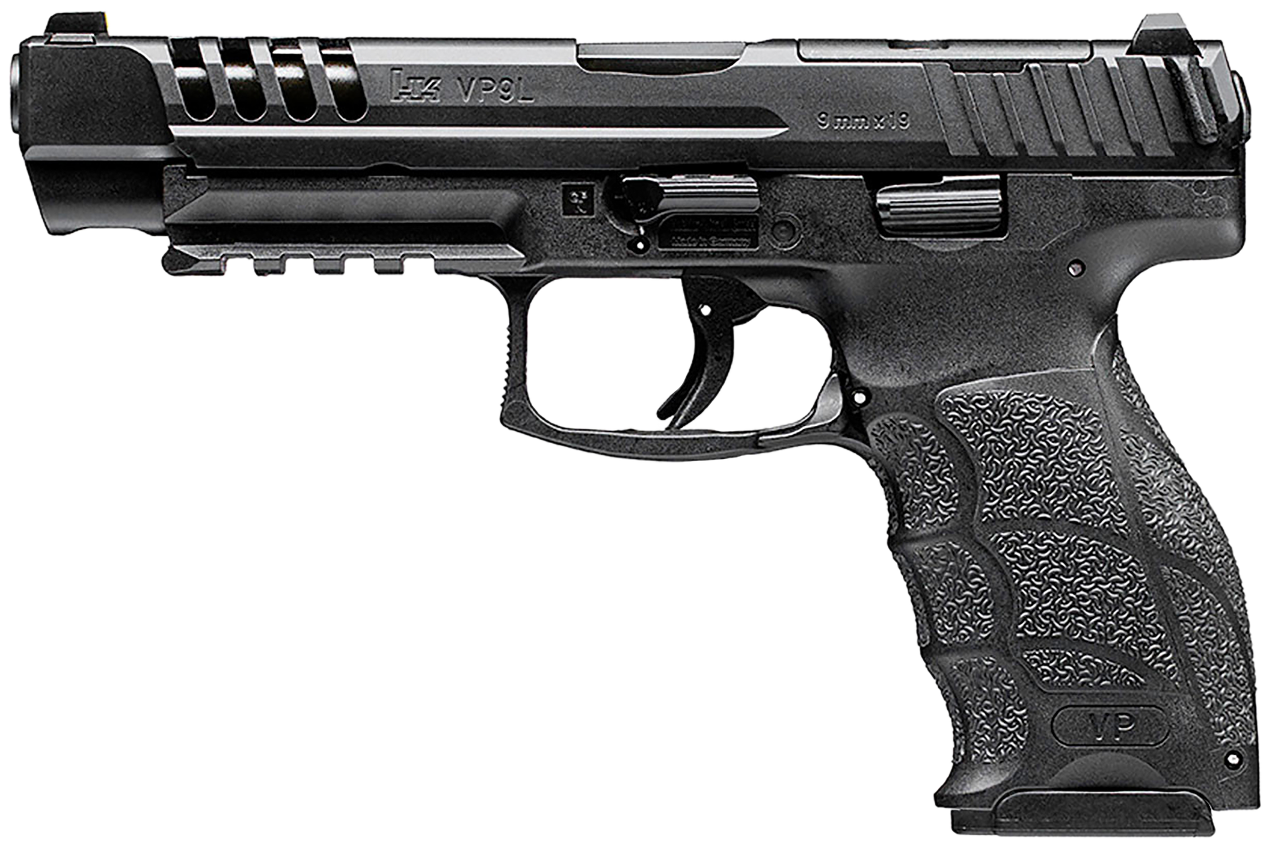 HK 81001158 VP9L 9mm Luger 10+1 5" Black Polygonal Rifled Barrel, Long/Lightening Cuts/Optic Cut Steel Slide, Polymer Frame w/Picatinny Rail, Black Interchangeable Backstrap Grip