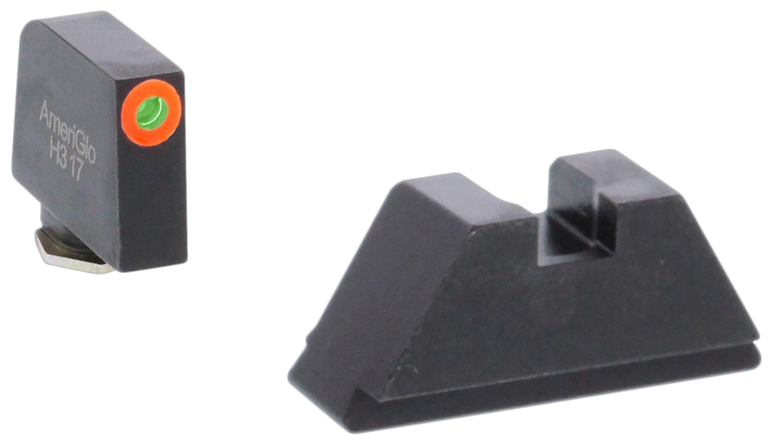 AmeriGlo GL511 Optic Compatible Sight Set for Glock  XL Tall Green Tritium Orange Outline Front Sight-Green Tritium Black Rear Sight