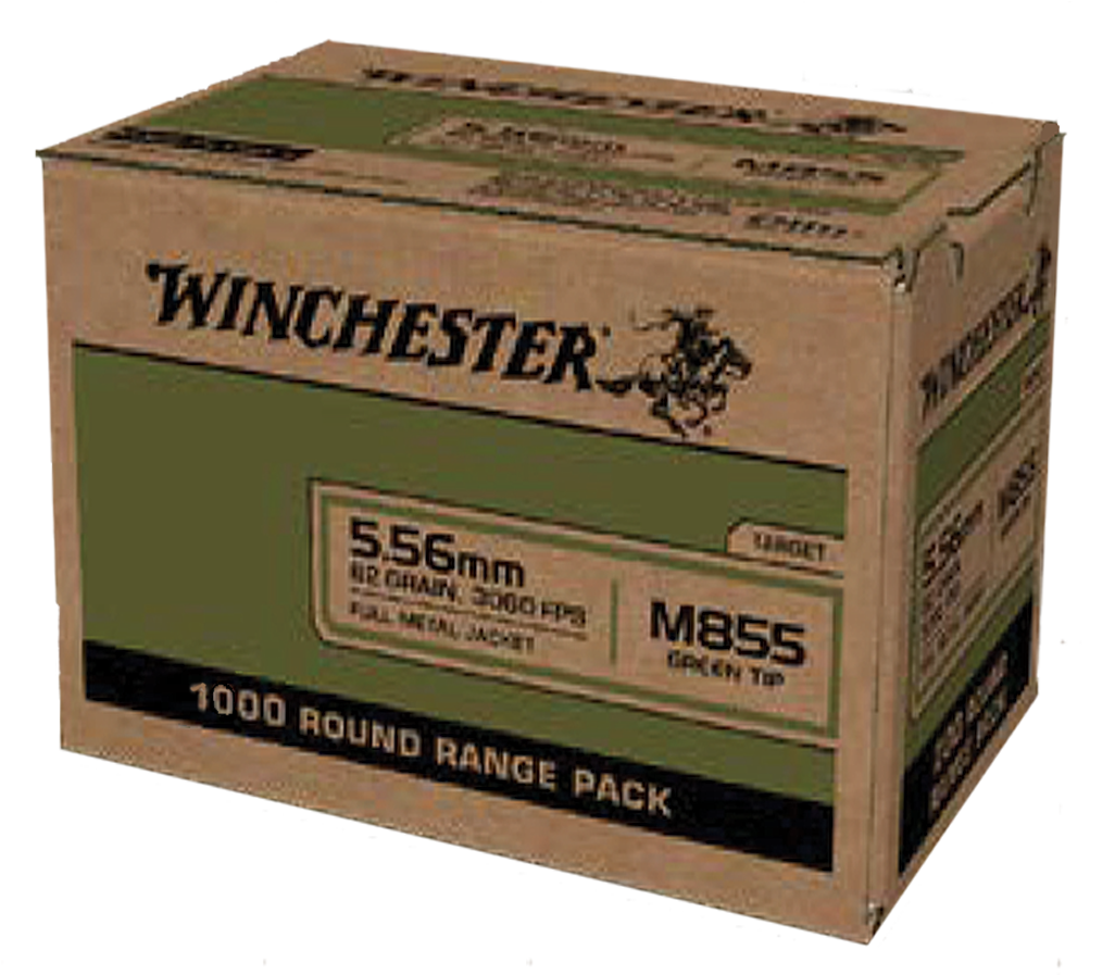 Winchester Ammo WM8551000 USA M855 Green Tip 5.56x45mmNATO 62gr Full Metal Jacket 1000 Per Box/1 Case *Sold By Case