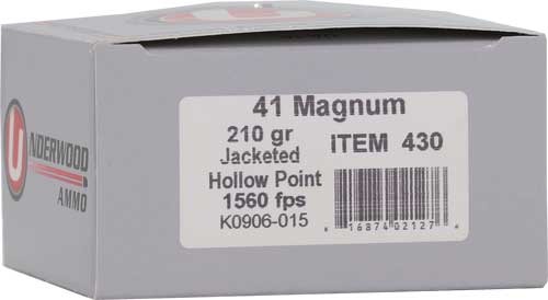 UNDERWOOD 41 REM MAG 210GR JHP 20RD 10BX/CS