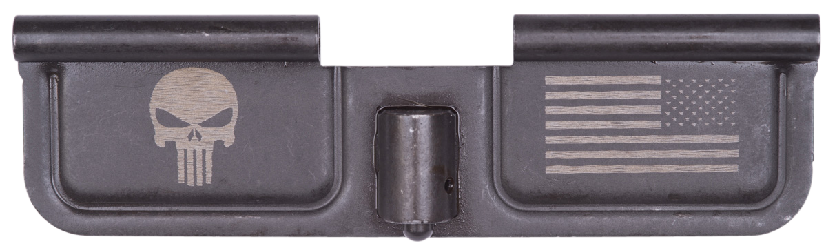 Spikes SED7005 Ejection Port Door Punisher and Flag AR-15 Black Phosphate Steel