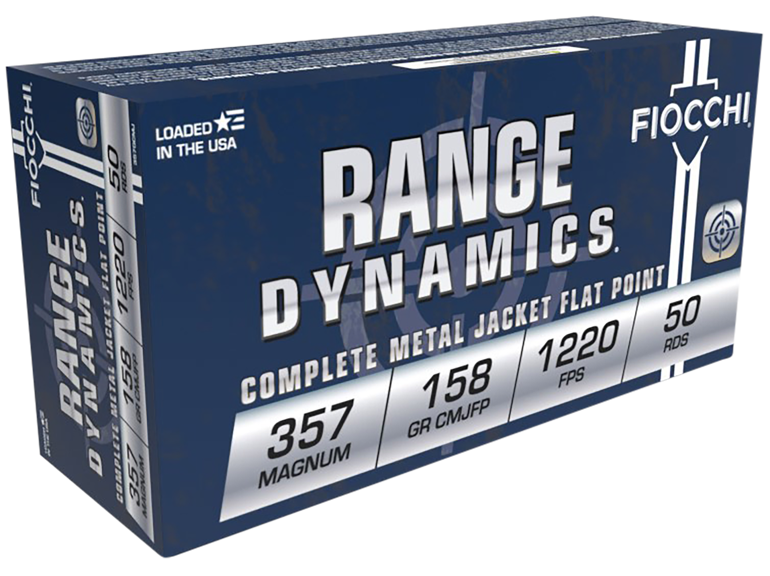 Fiocchi 357GCMJ Range Dynamics  357Mag 158gr Copper Metal Jacket Flat Point 50 Per Box/20 Case