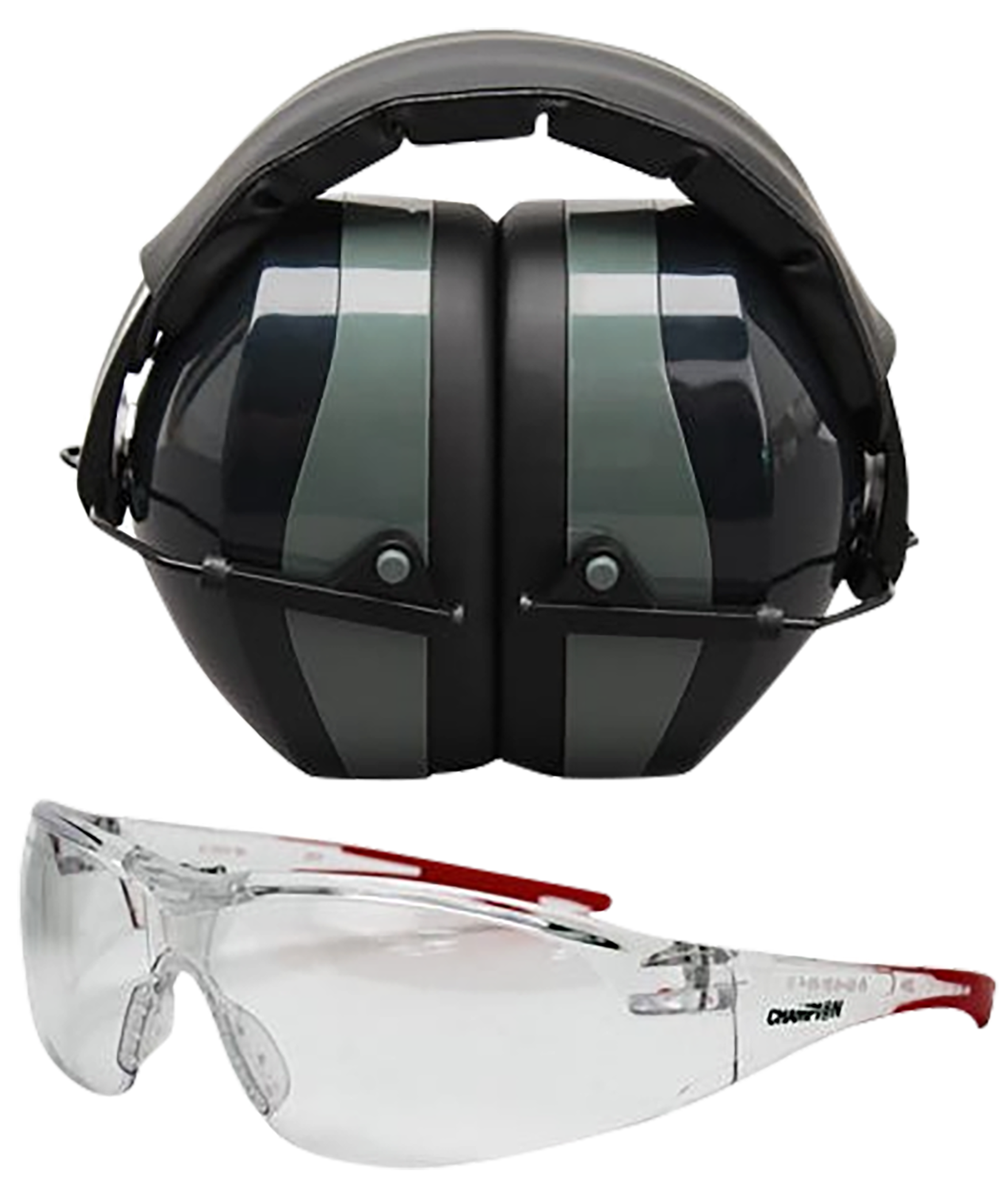 Champion Targets 40622 Eyes & Ears Combo 26 dB Over the Head Passive Muff & Shooting Glasses Black/Gray