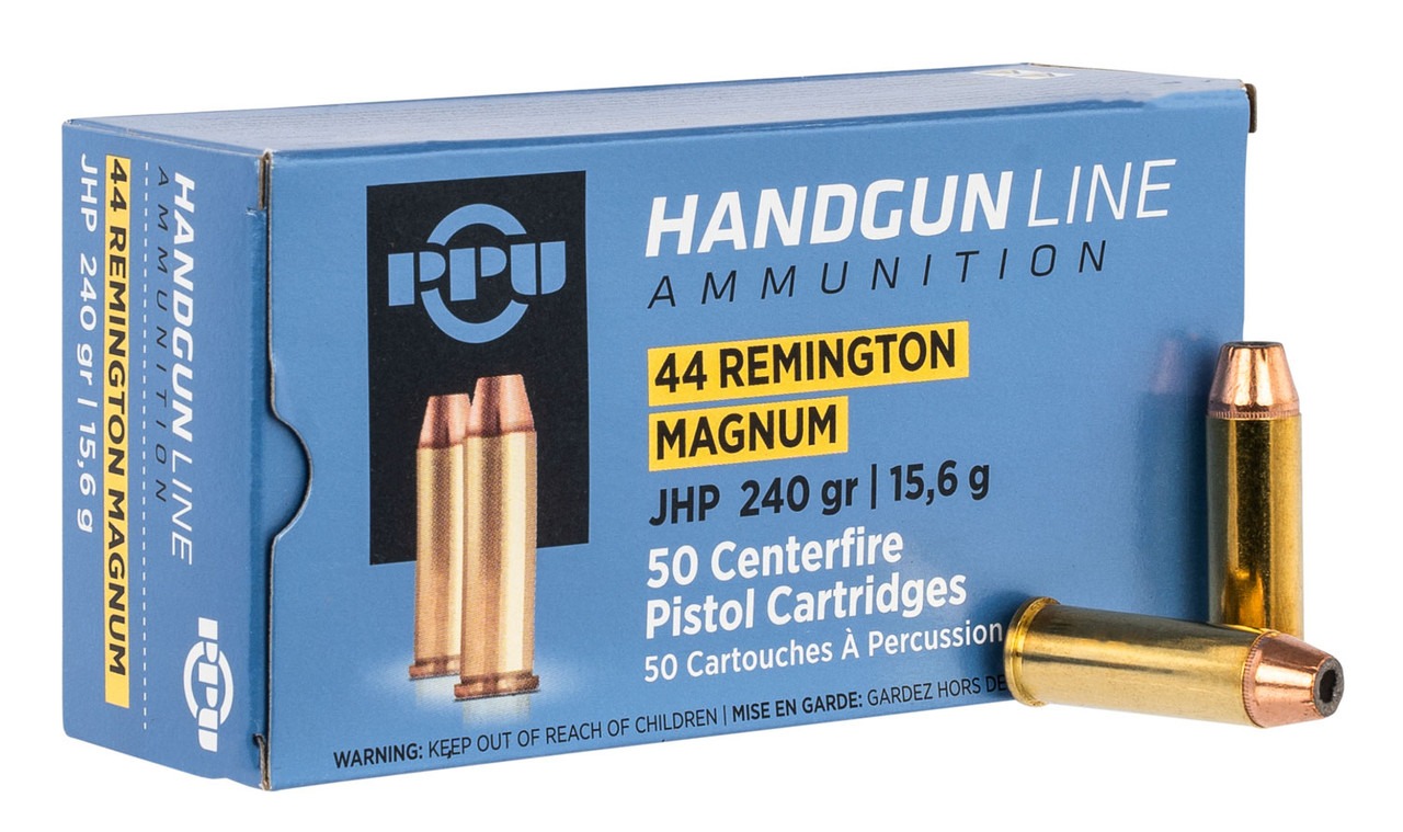 PPU 44 REM MAGNUM JHP 240GR 50RD BOX 10 BOXES PER CASE