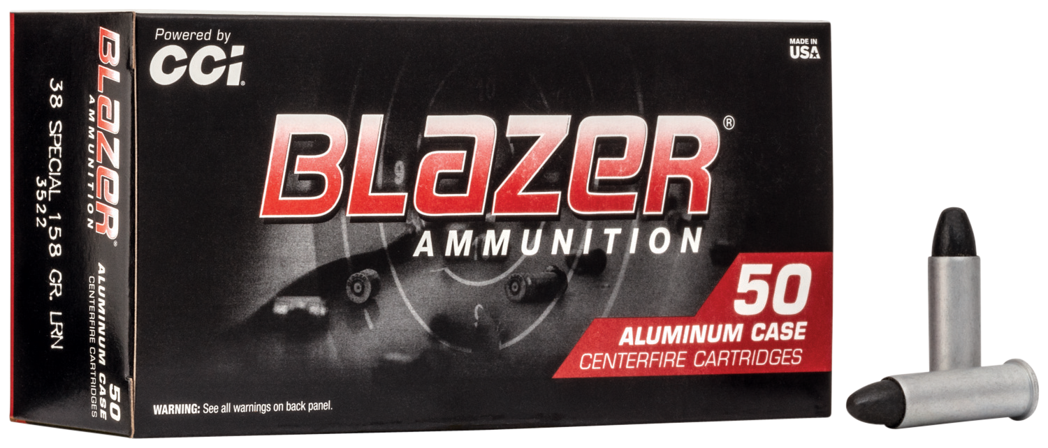 CCI 3522 Blazer Handgun 38Special 158gr Lead Round Nose 50 Per Box/20 Case