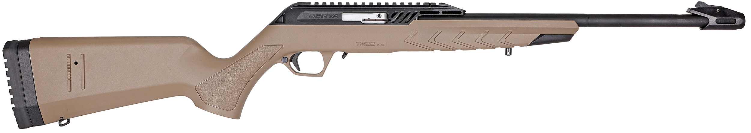 Derya Firearms TM22.STAN.FDE.18 TM22 Standard Full Size 22 LR 10+1 18" Black Target Barrel, Black Anodized Aluminum Receiver w/Picatinny Rail, Flat Dark Earth Adjustable Polymer Stock