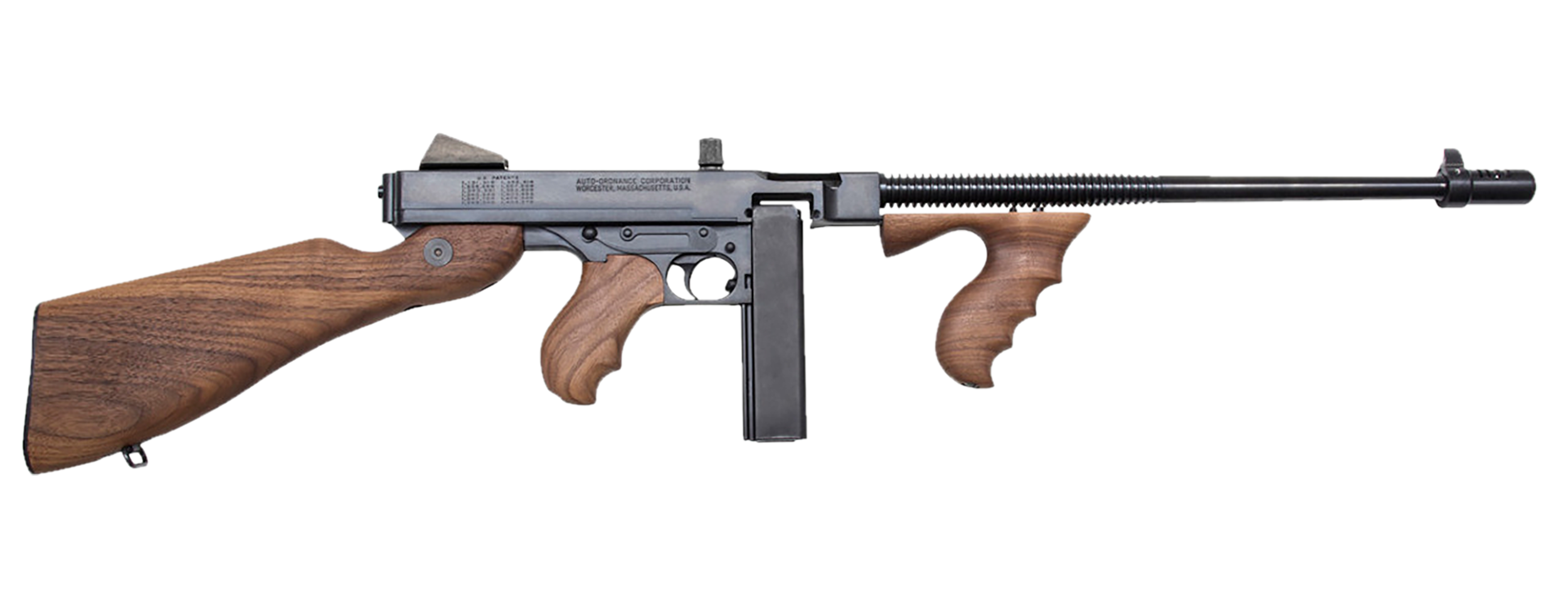Thompson T5 1927A-1 Lightweight Deluxe 45 ACP Caliber with 16.50" Barrel, 20+1 Capacity (Stick), Blued Metal Finish, Walnut Wood Stock Grip Right Hand