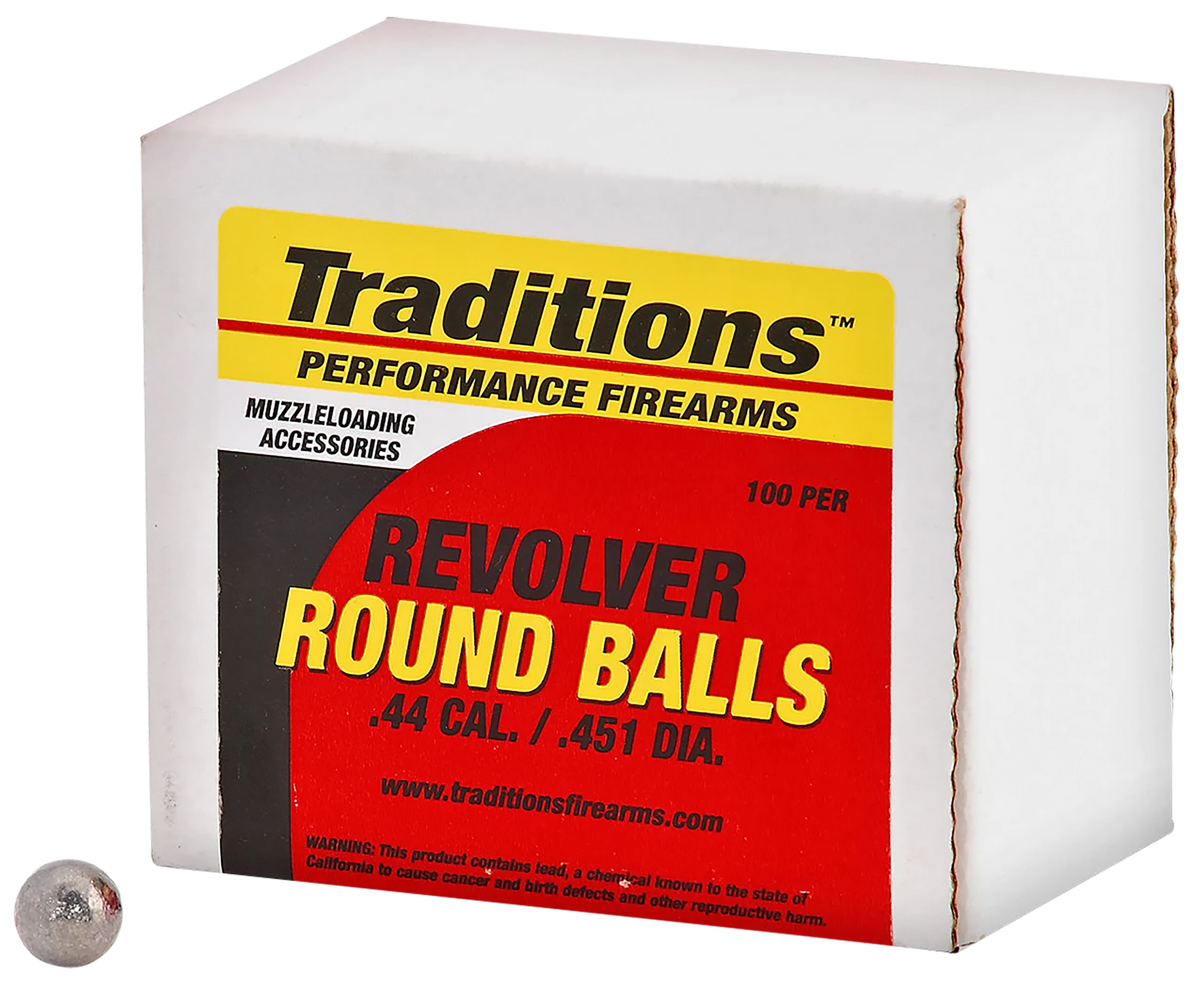 Traditions A1647 Revolver  44Cal Lead Ball 140gr 100/Box