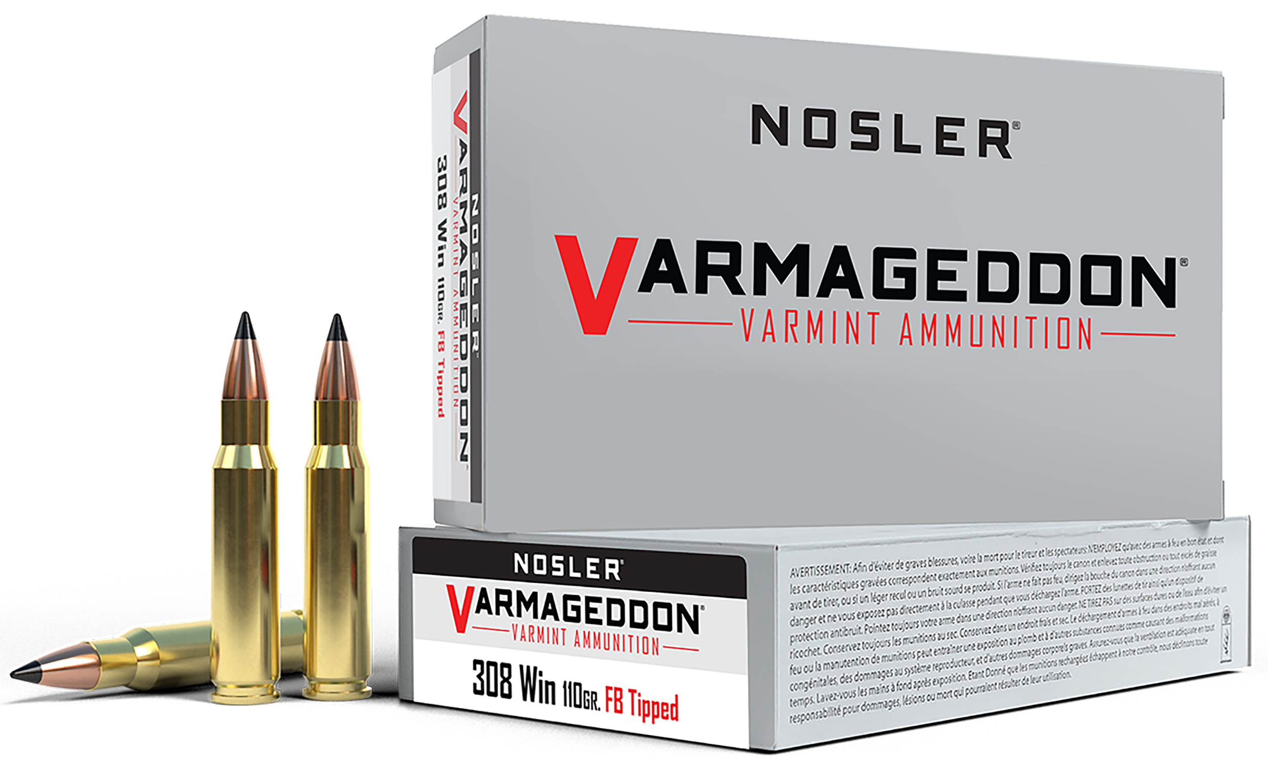 Nosler 40272 Varmageddon 308Win 110gr Flat Base Tipped 20 Per Box/10 Case