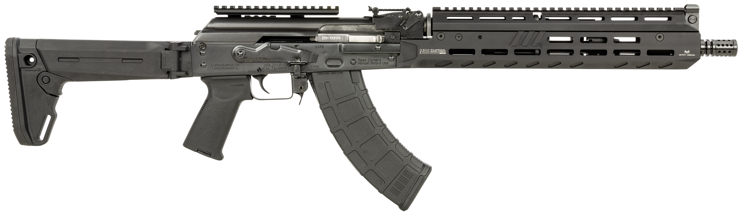 Zastava Arms Usa ZR7762XR ZPAP M70 7.62x39mm 30+1 16.30" Black Chrome Lined Barrel, Black M-LOK Handguard, Black Synthetic Magpul Zhukov Side Folder Stock, Black Magpul AK Grip