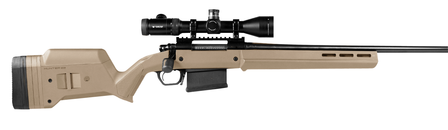 Magpul MAG931-FDE Hunter American Stock Fixed with Aluminum Bedding & Adjustable Comb Flat Dark Earth Synthetic for Ruger American SA
