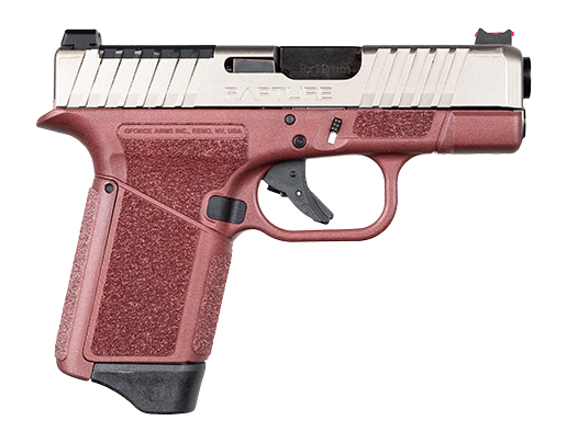 Gforce Arms GF932512CN Rapture  Sub-Compact Frame 9mm Luger 12+1 3.25" Black Steel Barrel, Nickel Steel Optic Cut/Serrated Slide, Red Cerakote Polymer Frame, Shield RMSc/RMR Footprint