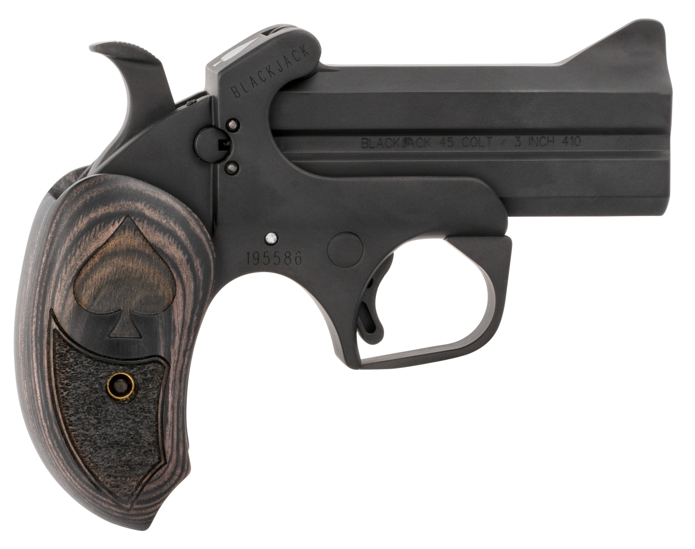 Bond Arms BABJ Black Jack 45 Colt/410 Gauge 2rd Shot 3.50" Black Black Steel Frame Black Ash Grips Features Silver Spade Above Hinge Right Hand