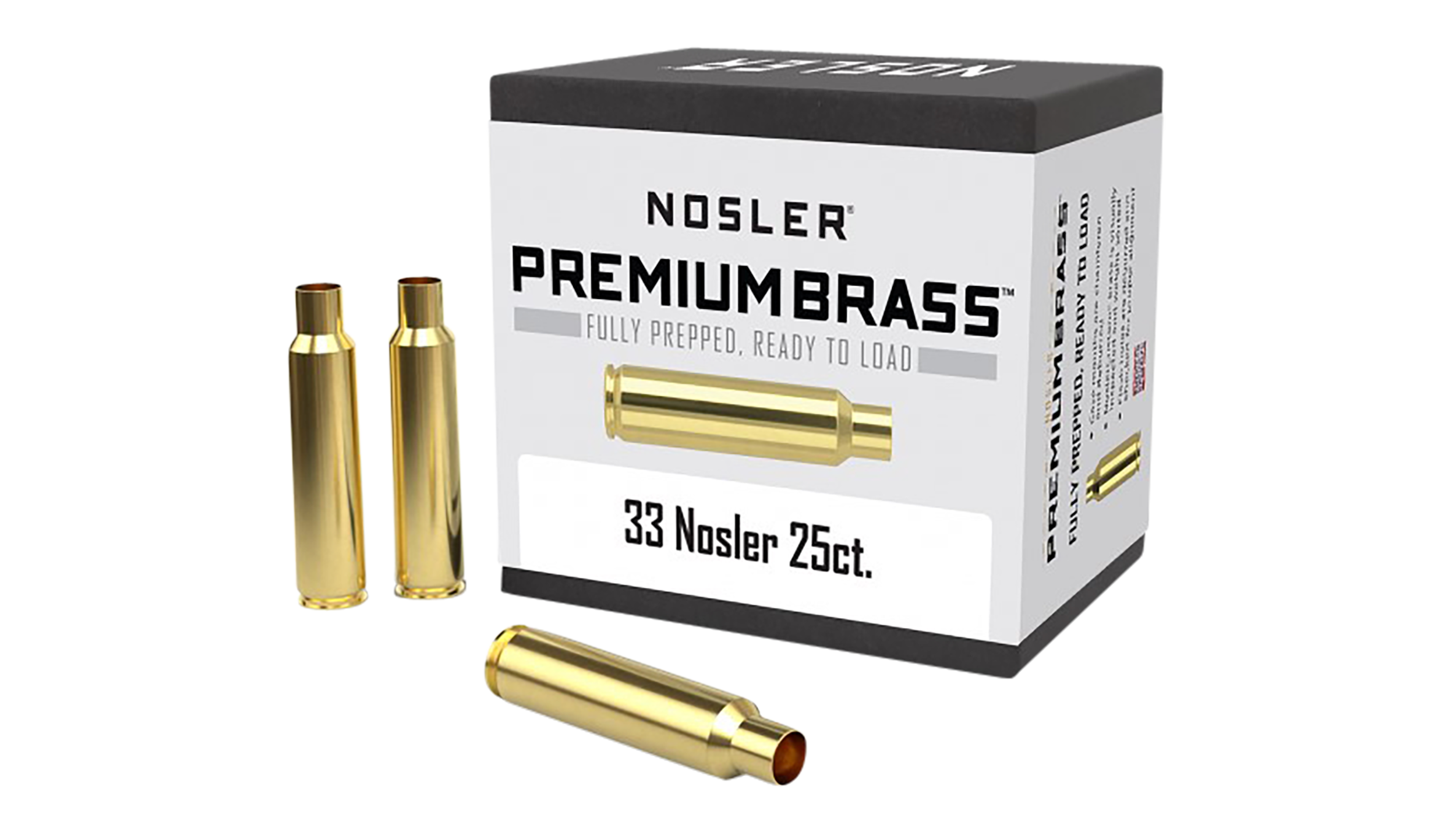 Nosler 10222 Premium Brass Unprimed Cases 33Nosler Rifle Brass 25/Box