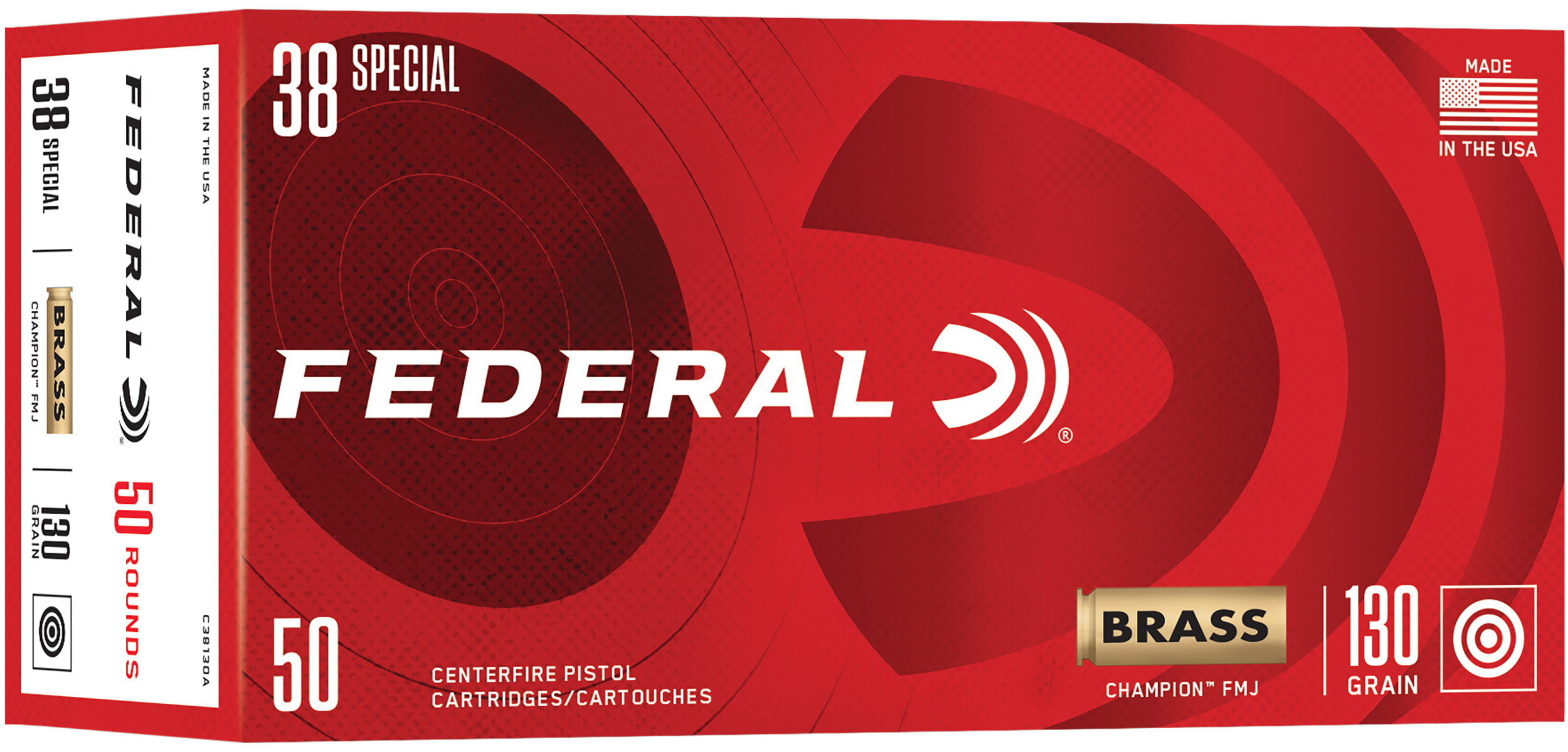 Federal C38130A Champion 38Special 130gr Full Metal Jacket 50 Per Box/20 Case