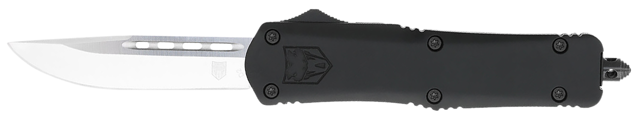 CobraTec Knives MBFS3DNS FS-3 Medium 3" OTF Drop Point Plain D2 Steel Blade, 4.50" Black Aluminum Alloy Handle