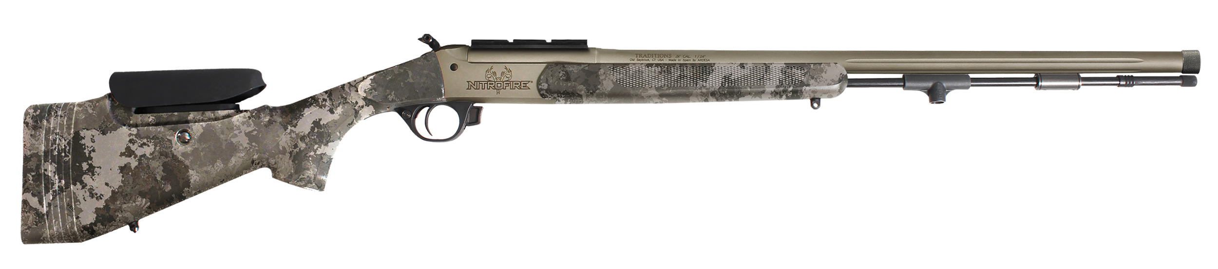 Traditions CR846604534B NitroFire Pro 50 Cal 209 Primer Tungsten Cerakote 26" Fluted/Threaded w/VAPR twist Barrel, Drilled & Tapped Receiver, Veil Alpine Adj Cheek Piece & LOP Synthetic Stock