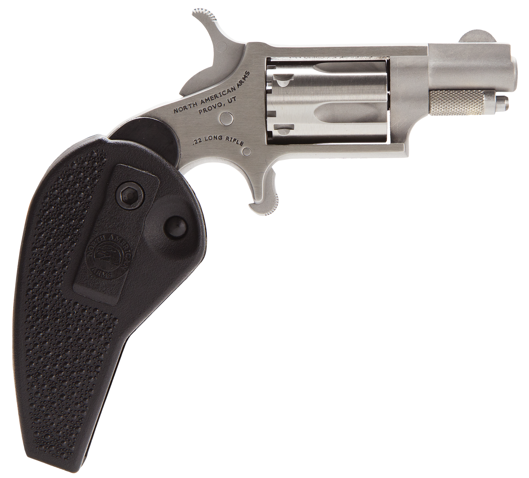 North American Arms 22LRHG Mini-Revolver  22 LR 5 Shot 1.13" Stainless Barrel, Frame & Cylinder, Black Synthetic Holster Grip, Exposed Hammer