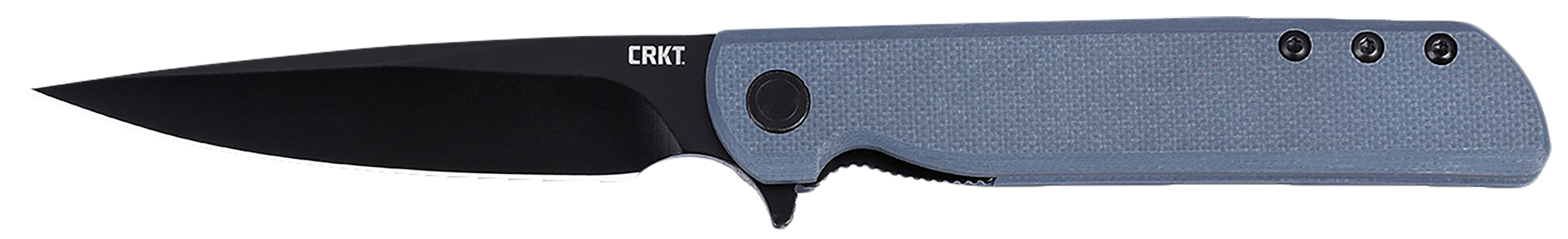 CRKT 3801KN LCK +  3.38" Folding Plain Black Oxide 14C28N Steel Blade, Gray Textured G10 Handle