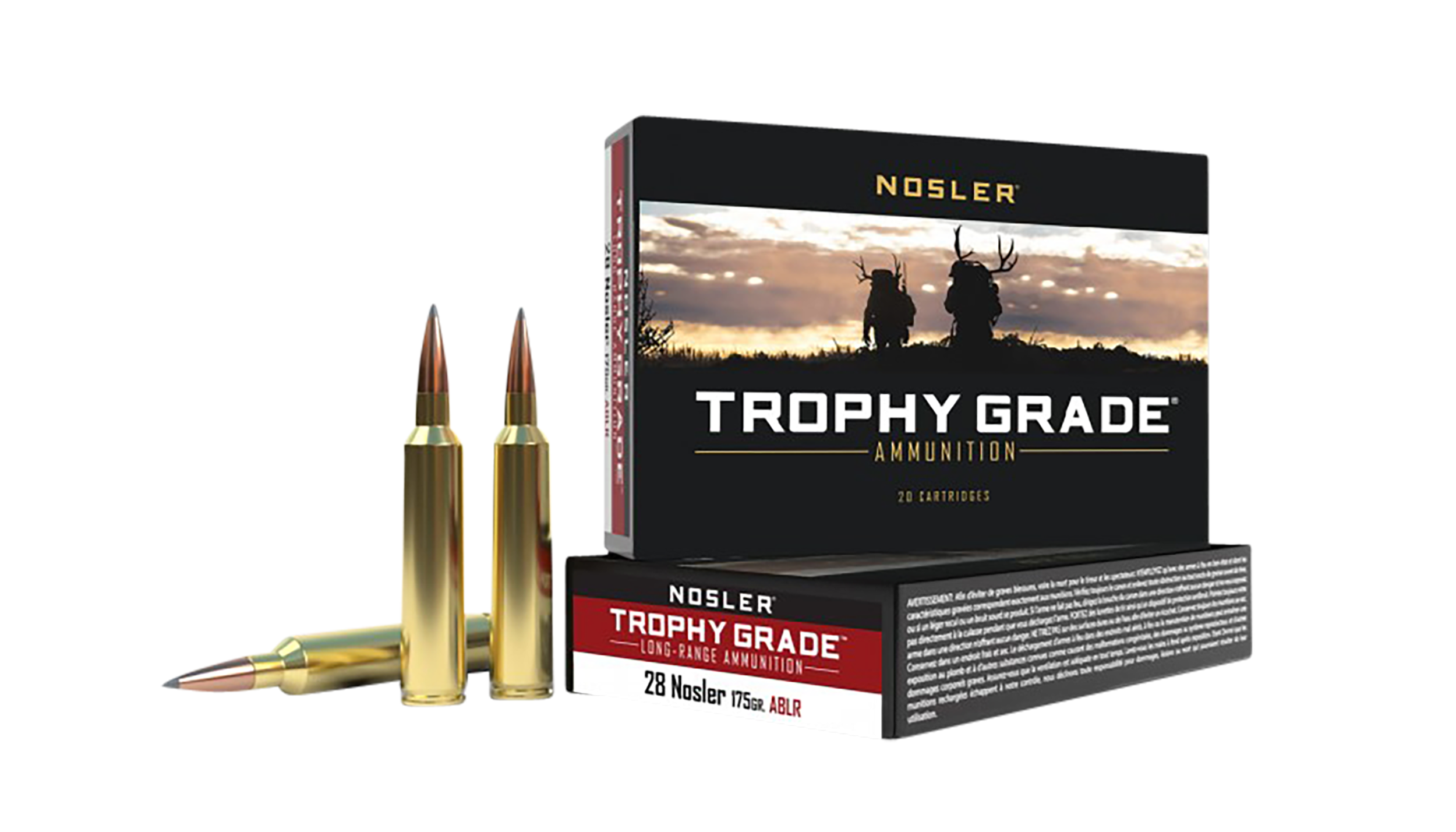 Nosler 60155 Trophy Grade Long-Range 28Nosler 175gr Nosler Spitzer AccuBond Long Range 20 Per Box/10 Case