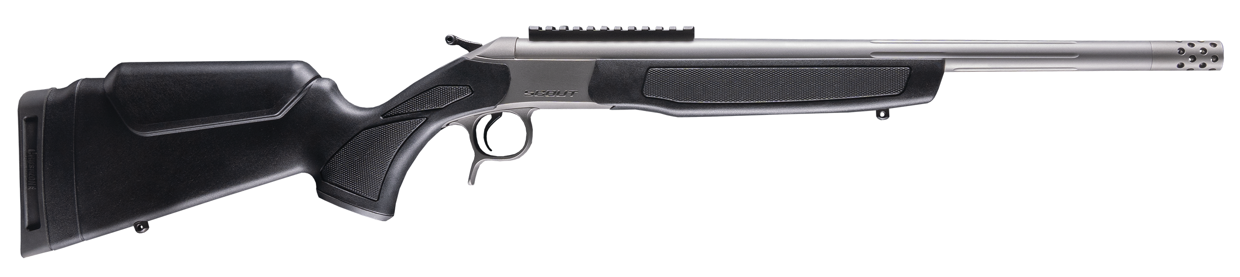 CVA CR4445S Scout Takedown 444 Marlin 1rd 22" Stainless Fluted Threaded Barrel, Stainless Steel Receiver w/Picatinny Rail, Adj Comb & LOP Black Synthetic Stock