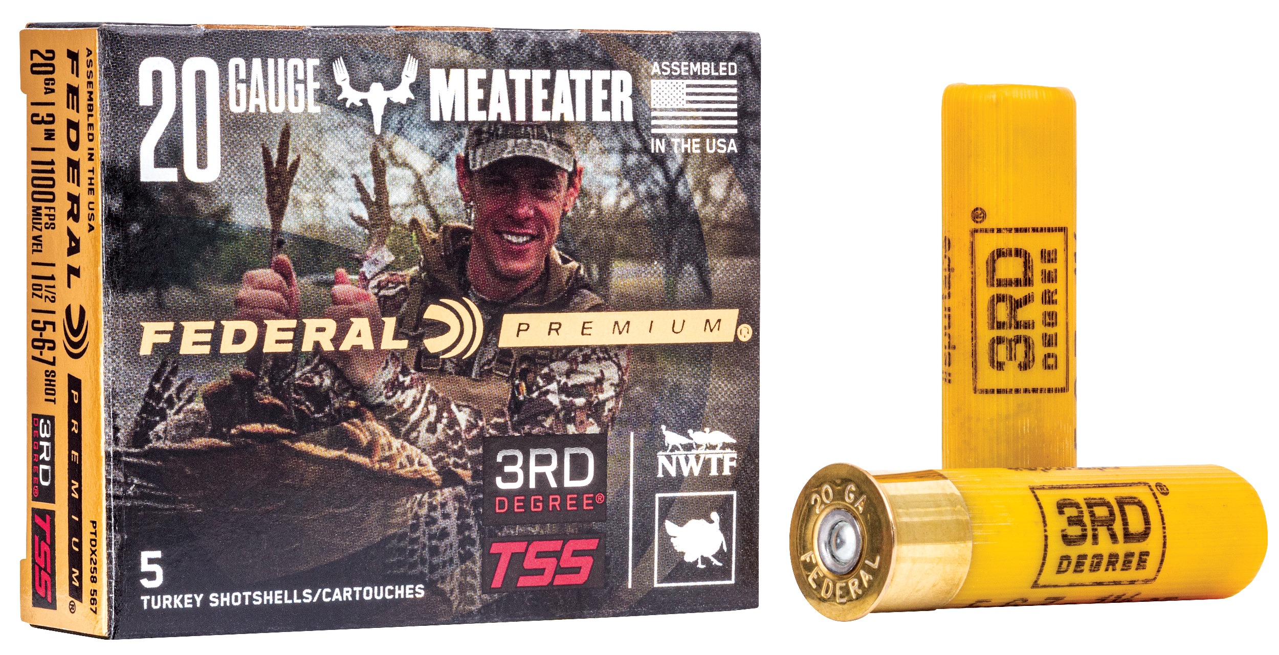 Federal PTDX258567 Premium 3rd Degree 20Gauge 3" 1 1/2oz 5/6/7Shot 5 Per Box/50 Case