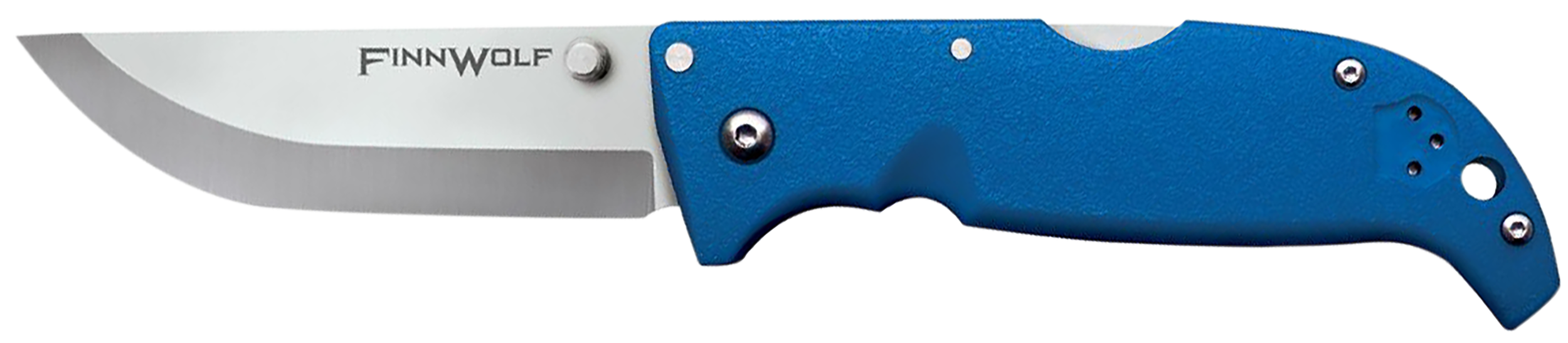 Cold Steel CS20NPG Finn Wolf 3.50" Folding Straight Back Plain Satin Polished AUS-8A SS Blade/Blue Griv-Ex Handle Includes Pocket Clip