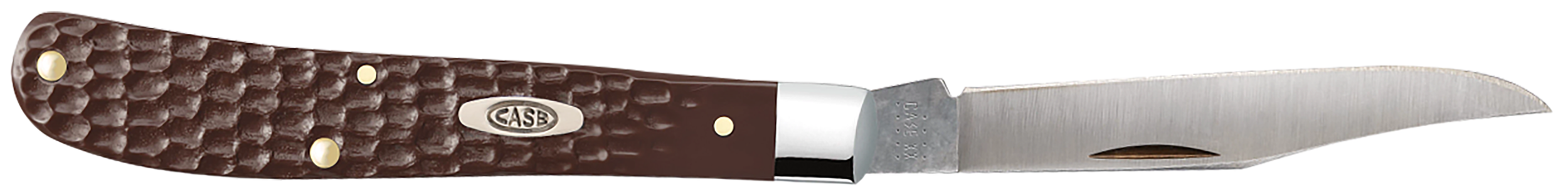 Case 00135 Trapper Slimline 3.25" Folding Clip Point Plain Mirror Polished Tru-Sharp SS Blade, Brown Jigged Synthetic Handle