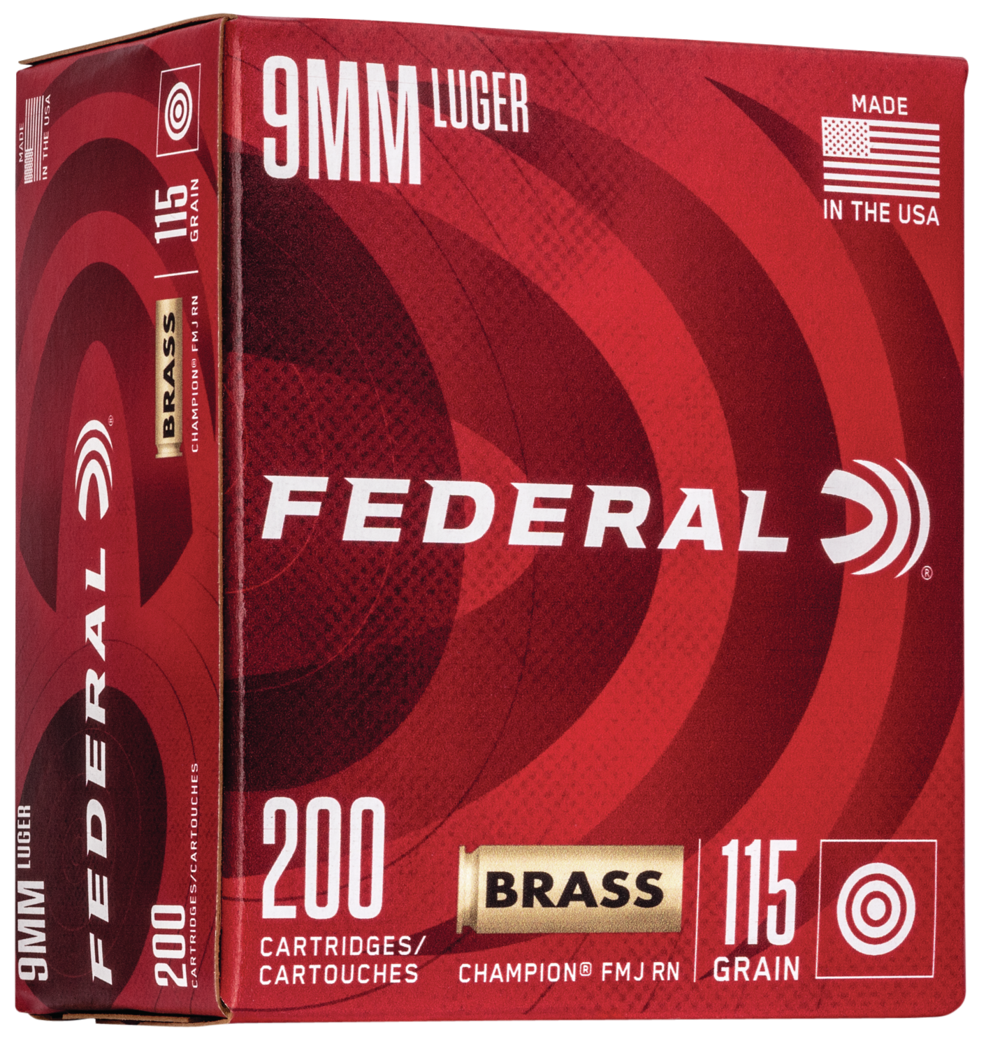 Federal WM51992 Champion Training 9mmLuger 115gr Full Metal Jacket 200 Per Box/5 Case