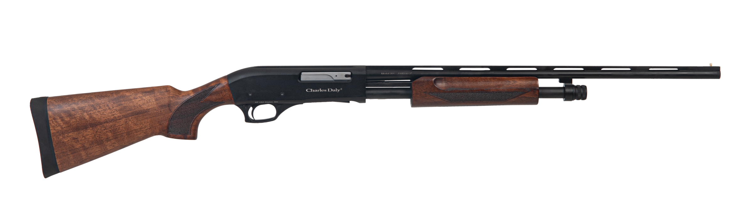 Charles Daly 930416 301 Field Compact 410 Gauge Pump 4+1 22" Vent Rib Barrel, Black Anodized Aluminum Grooved Receiver, Fixed Walnut Stock